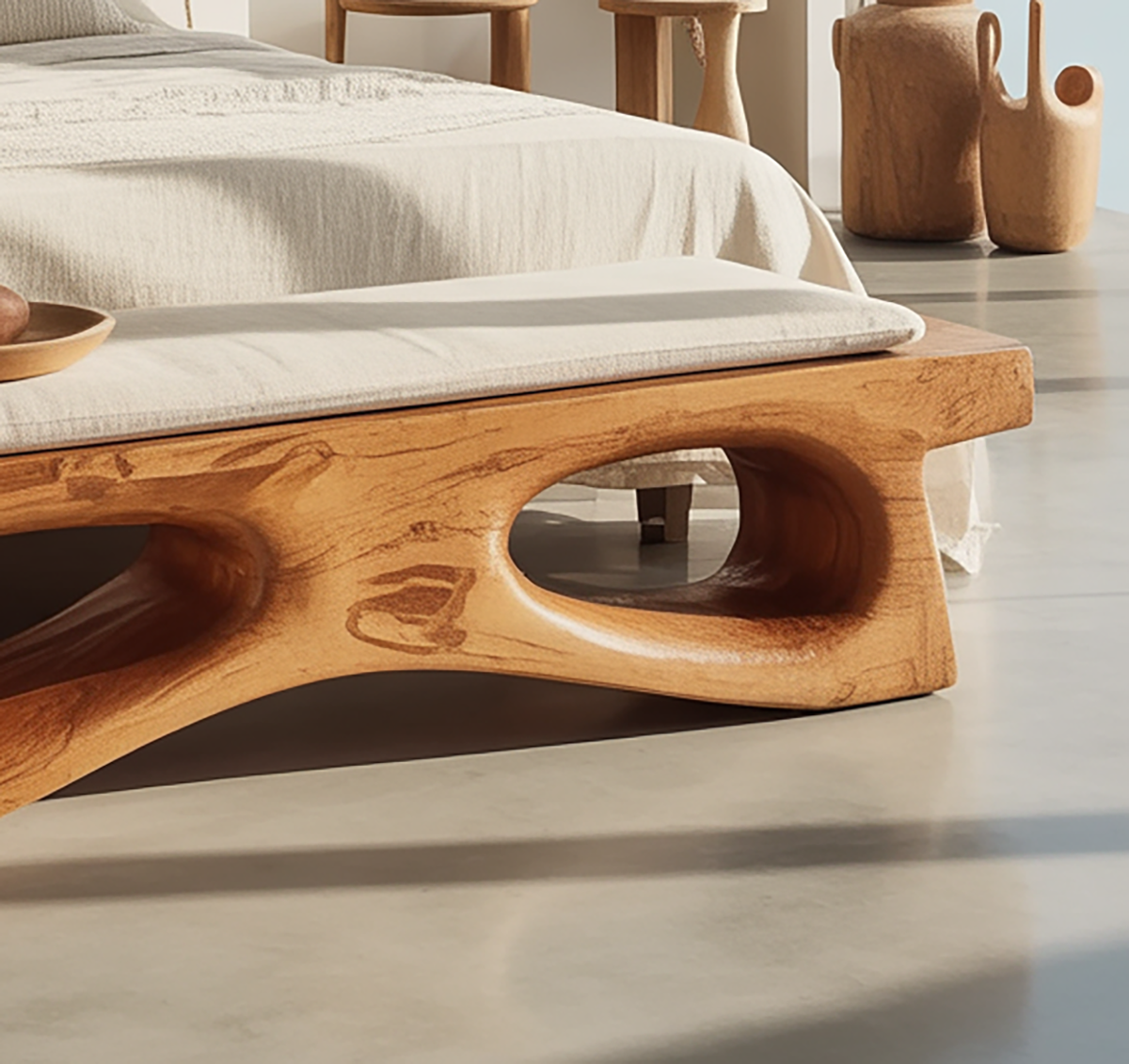 Solid wood coffee table for living room with handcrafted finish