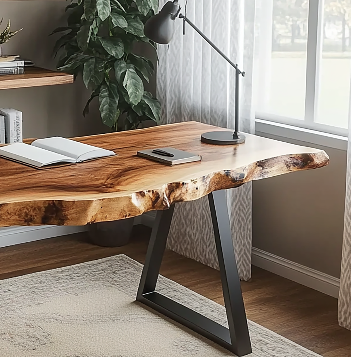 Handcrafted wooden desk for home office workspace