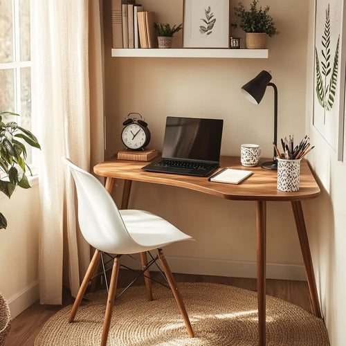 Organic Live Edge Solid Wood Desk – Sculptural Modern Japandi Work Table