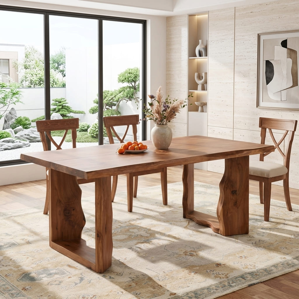 Organic live edge dining table in solid wood