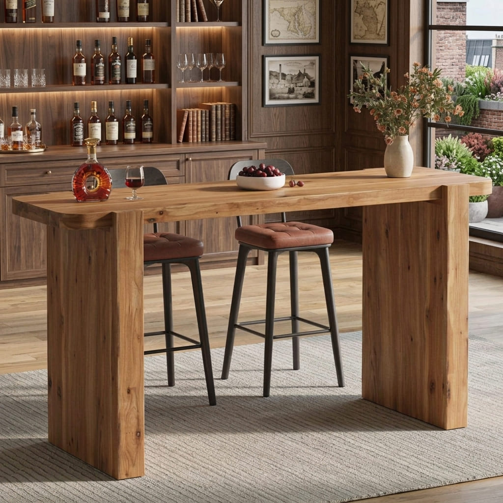 Organic live edge kitchen island styled in a modern Japandi kitchen interior