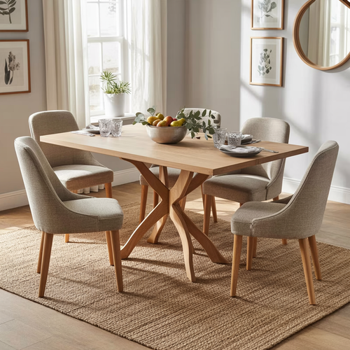 Organic Modern Solid Wood Rectangular Dining Table