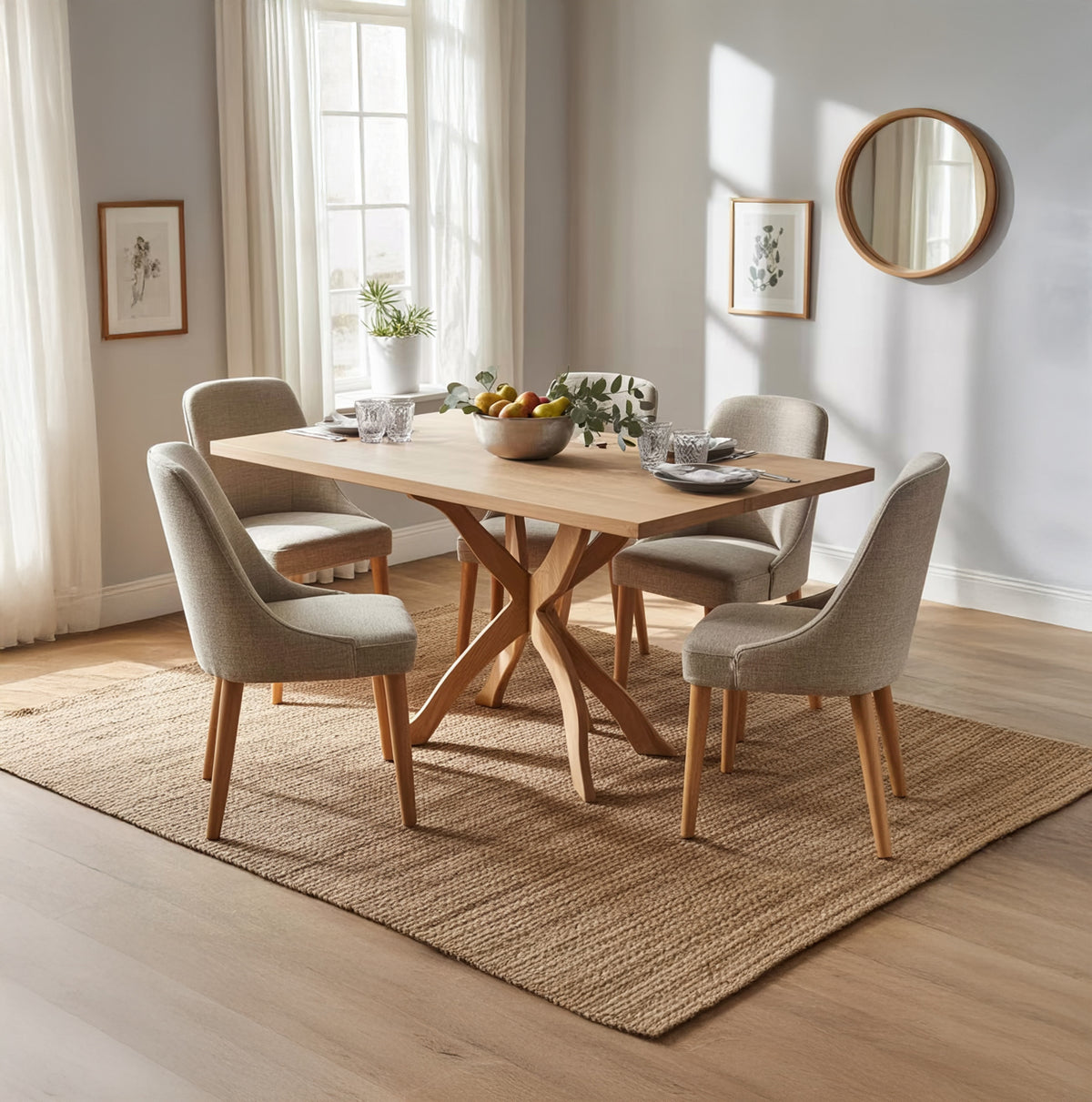 Organic modern solid wood rectangular dining table