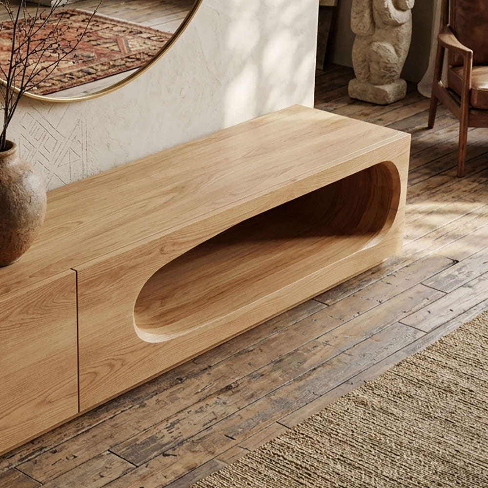 Contemporary solid wood entryway console table
