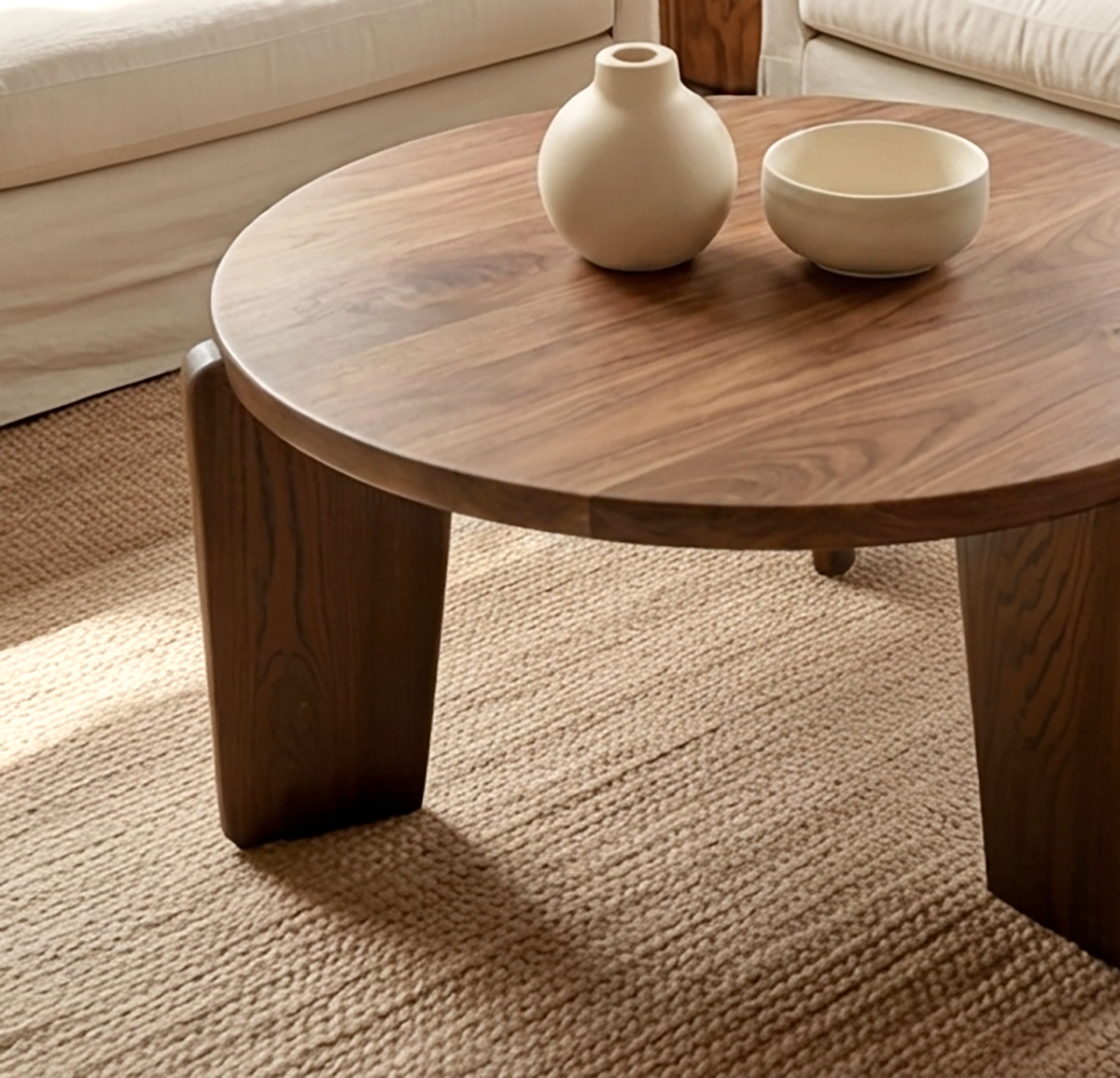 Organic Round Solid Wood Coffee Table Perfect for Modern Living Rooms