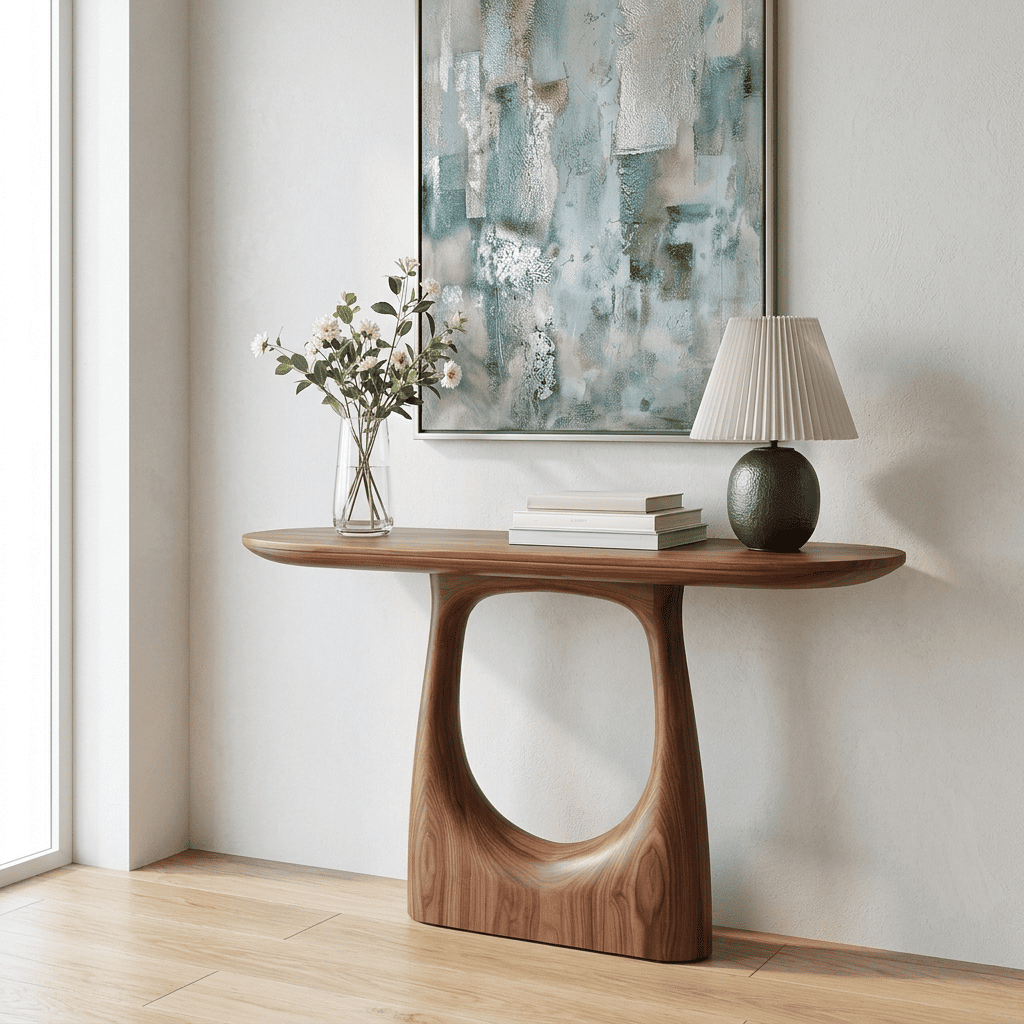 Sculptural console table in premium solid wood