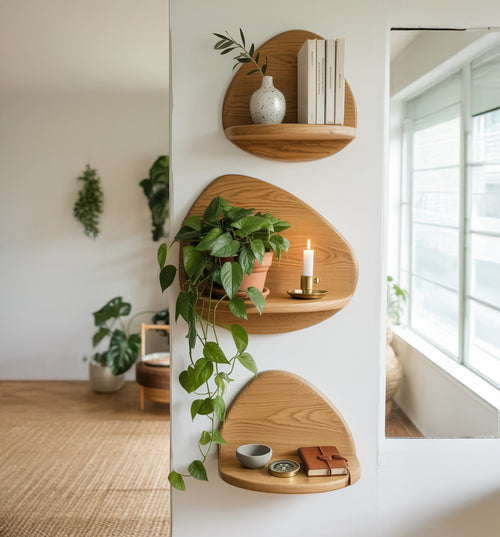 Organic Solid Wood Wall Shelf – Sculptural Floating Shelf
