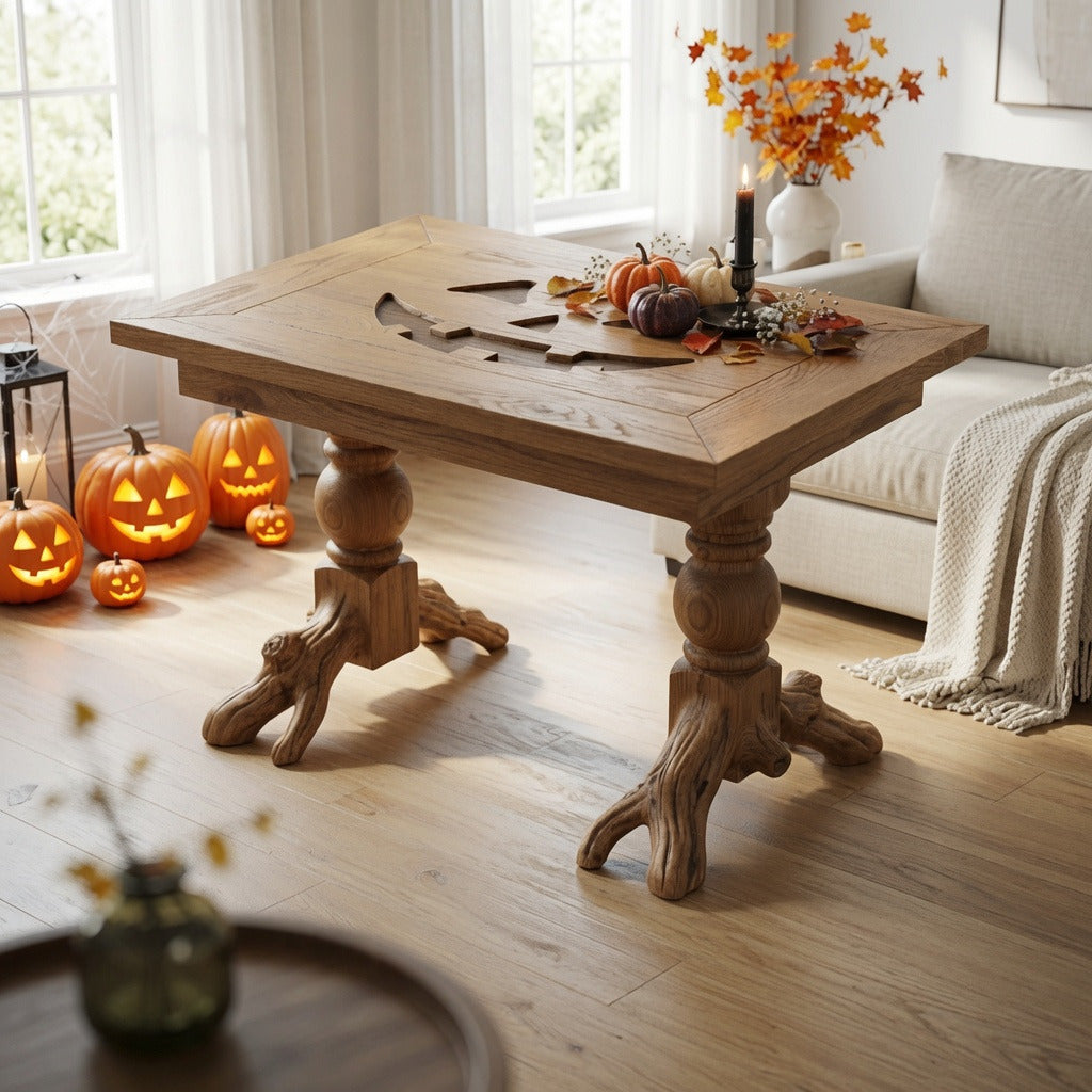 Organic tree root solid wood coffee table for Halloween decor