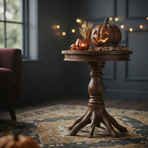 Organic Tree Root Solid Wood Round Halloween End Table