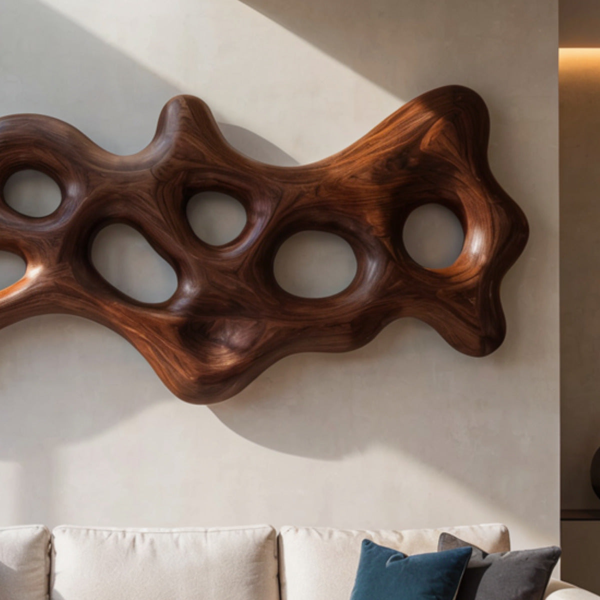 Contemporary carved solid wood wall décor