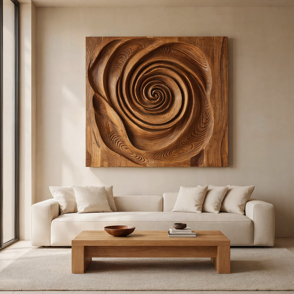 Organic Wall Sculpture With Spiral Design For Living Room