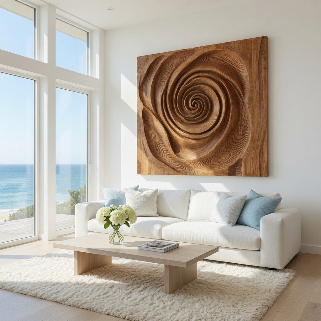 Organic Wall Sculpture With Spiral Design For Living Room