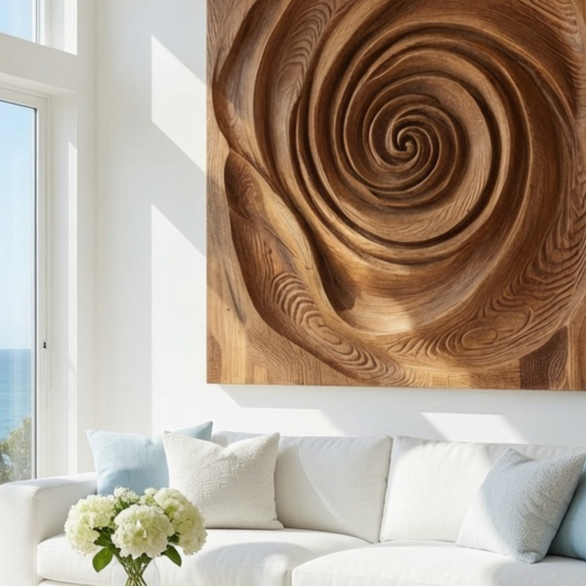 Organic Wall Sculpture With Spiral Design For Living Room