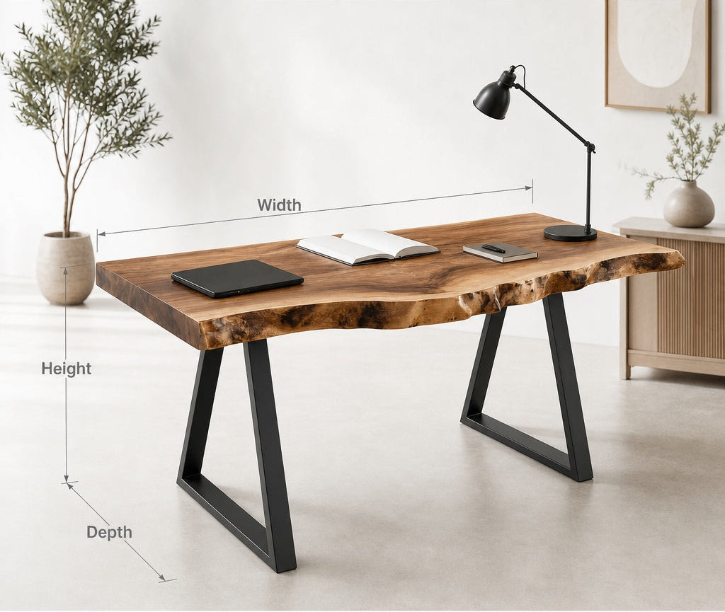Organic Live Edge Solid Wood Desk – Sculptural Home Office Masterpiece