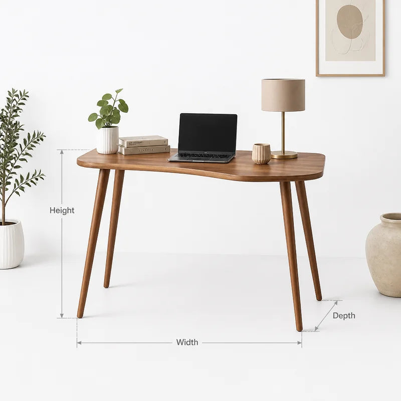 Organic Live Edge Solid Wood Desk – Sculptural Modern Japandi Work Table