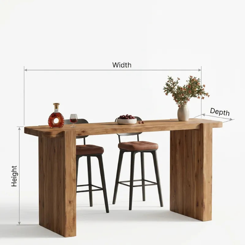 Organic Live Edge Solid Wood Kitchen Island & Breakfast Bar – Japandi Modern Bar Table