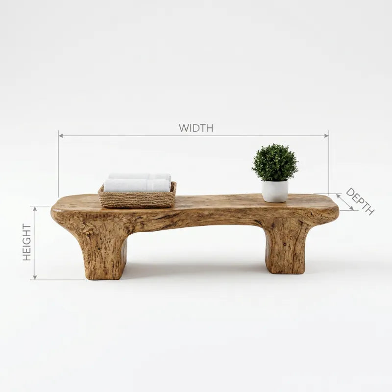 Organic Live Edge Solid Wood Shower Stool & Bathtub Bench