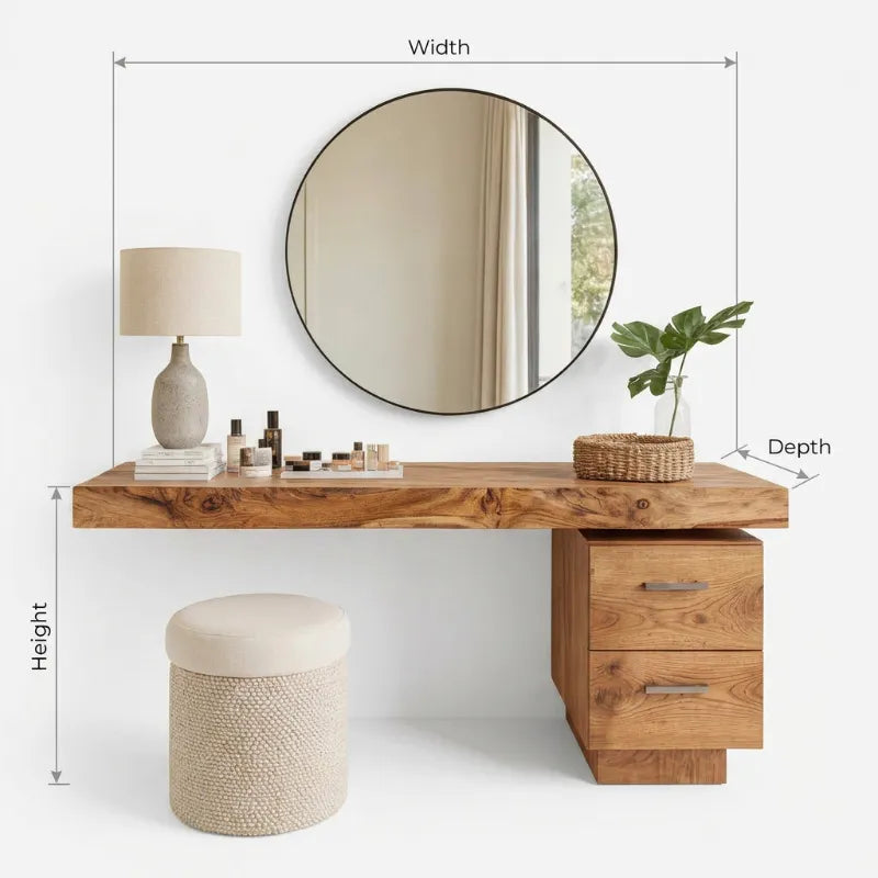 Organic Live Edge Wood Vanity Desk with Storage