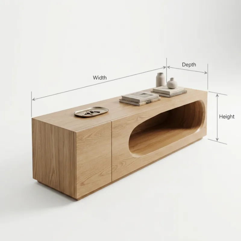 Organic Oval Cutout Solid Wood Console