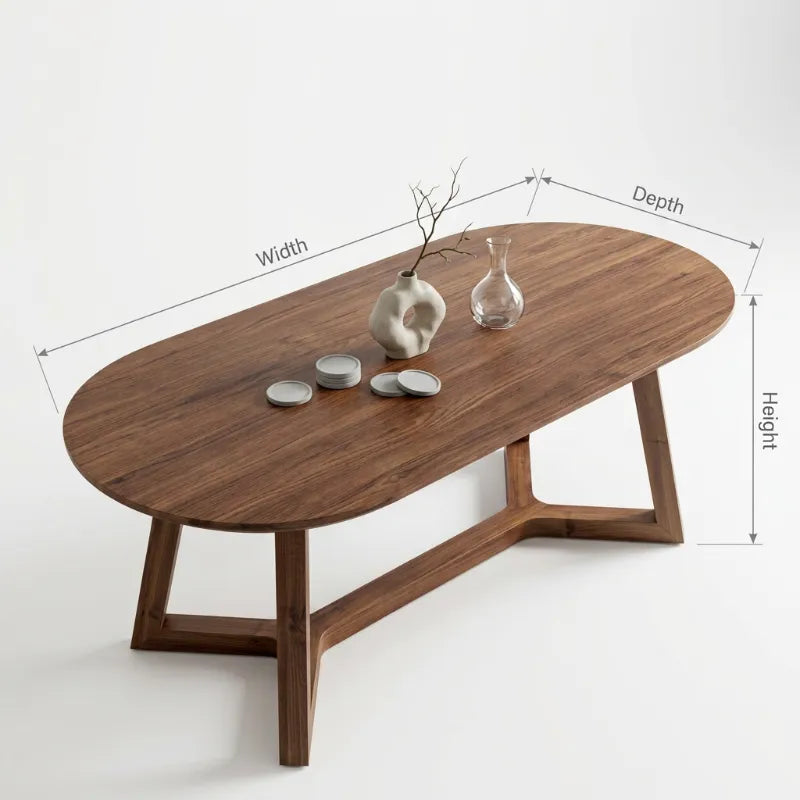 Organic Oval Live Edge Solid Wood Dining Table with Sculptural X-Base