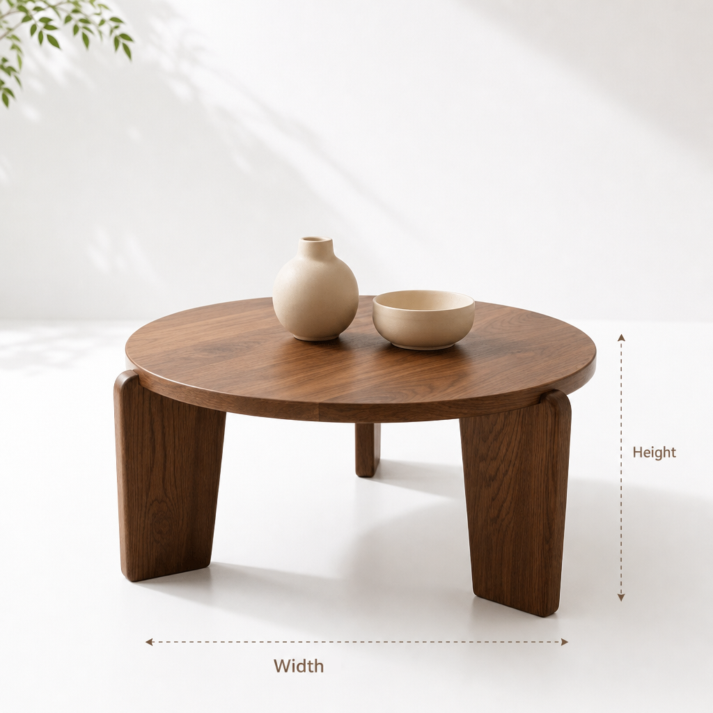 Organic Round Solid Wood Coffee Table Perfect for Modern Living Rooms