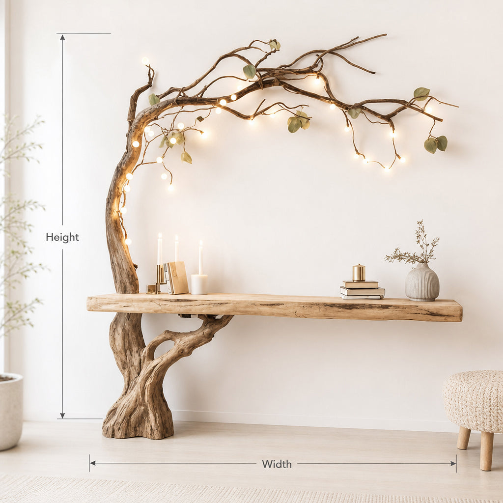Organic Sculpted Solid Wood Console Table – Handcrafted Entryway Statement Piece