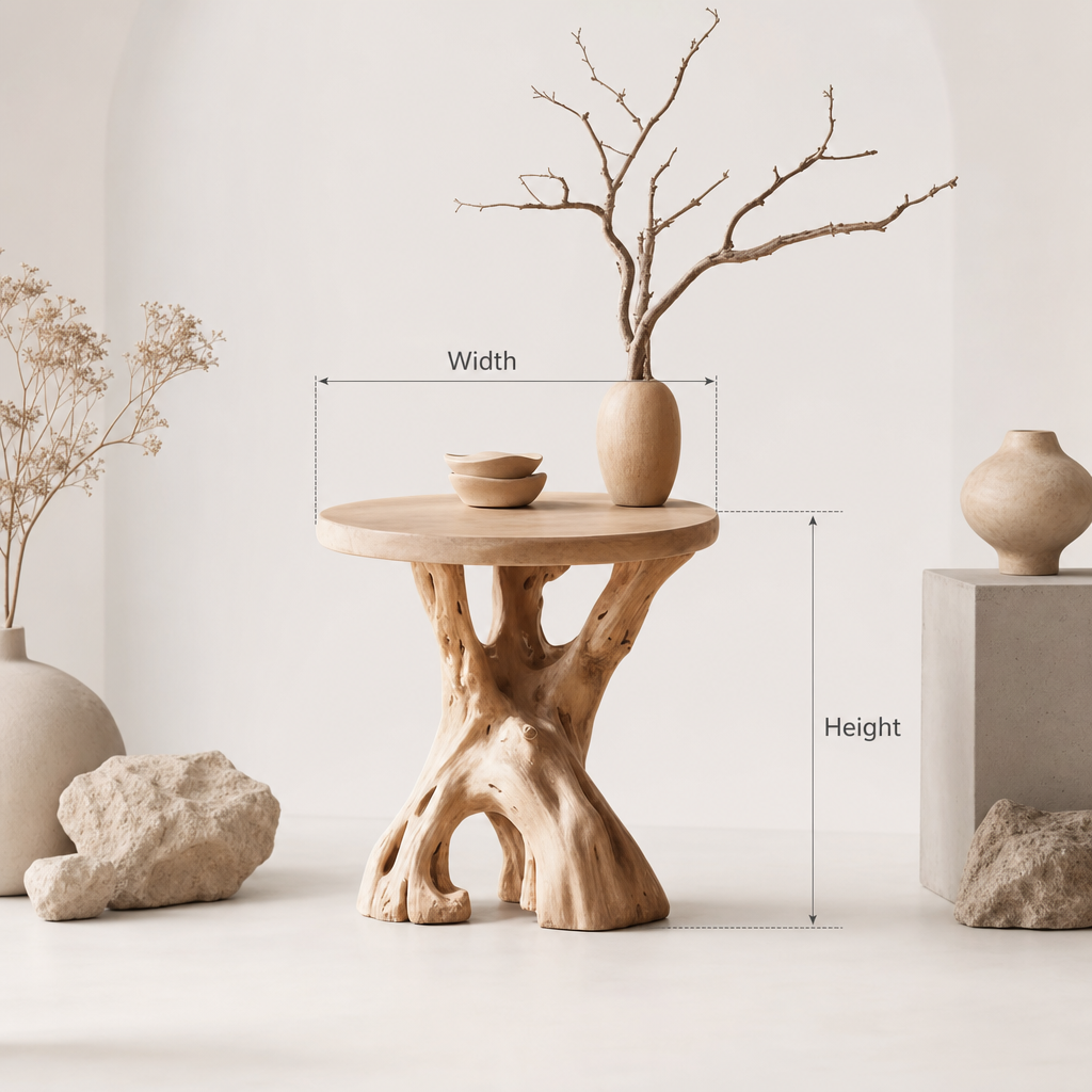 Organic Solid Wood End Table – Handcrafted Tree Root Side Table