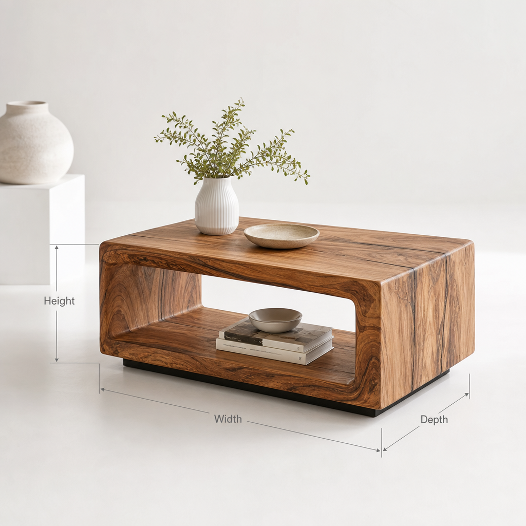 Organic Solid Wood Sculptural Live Edge Coffee Table