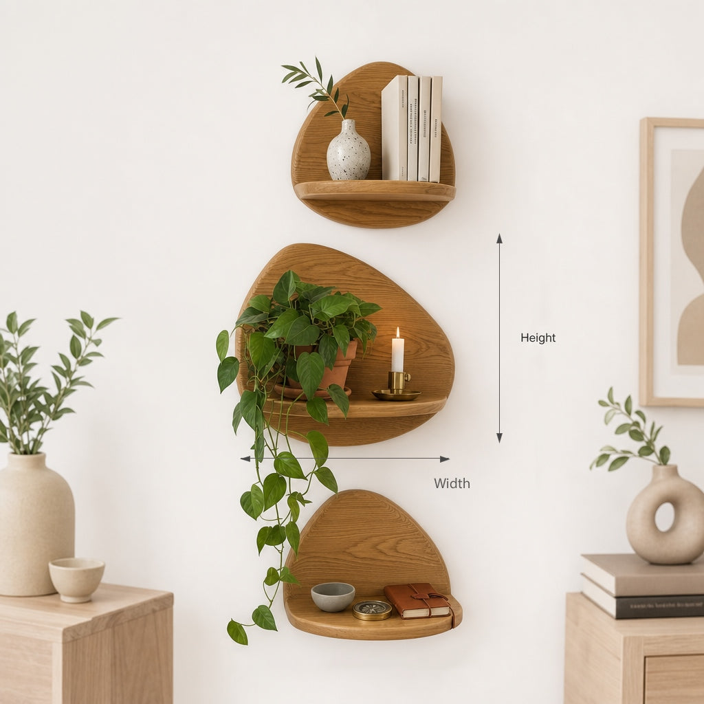 Organic Solid Wood Wall Shelf – Sculptural Floating Shelf