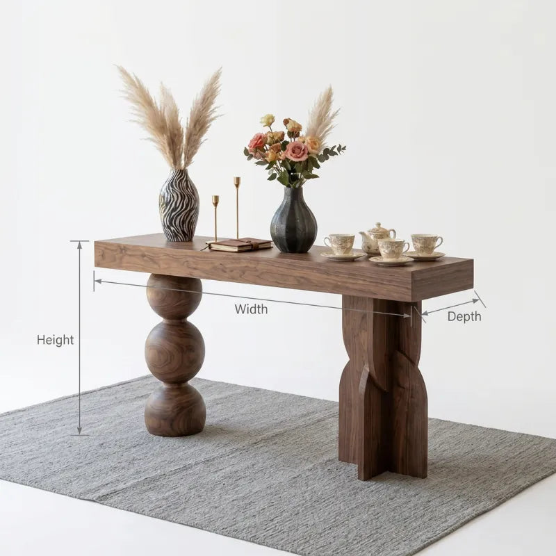 Organic Sphere & Curve Solid Wood Console