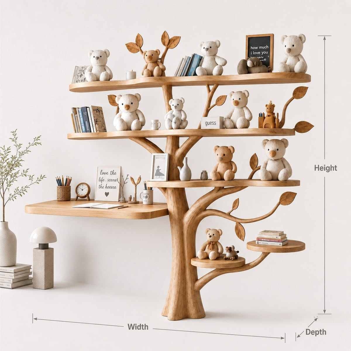 Small tree bookshelf with organic shape perfect as a baby gift