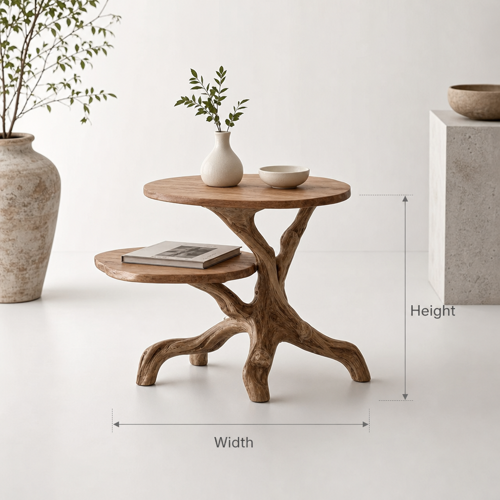 Organic Tree Root End Table – Solid Wood Accent Side Table