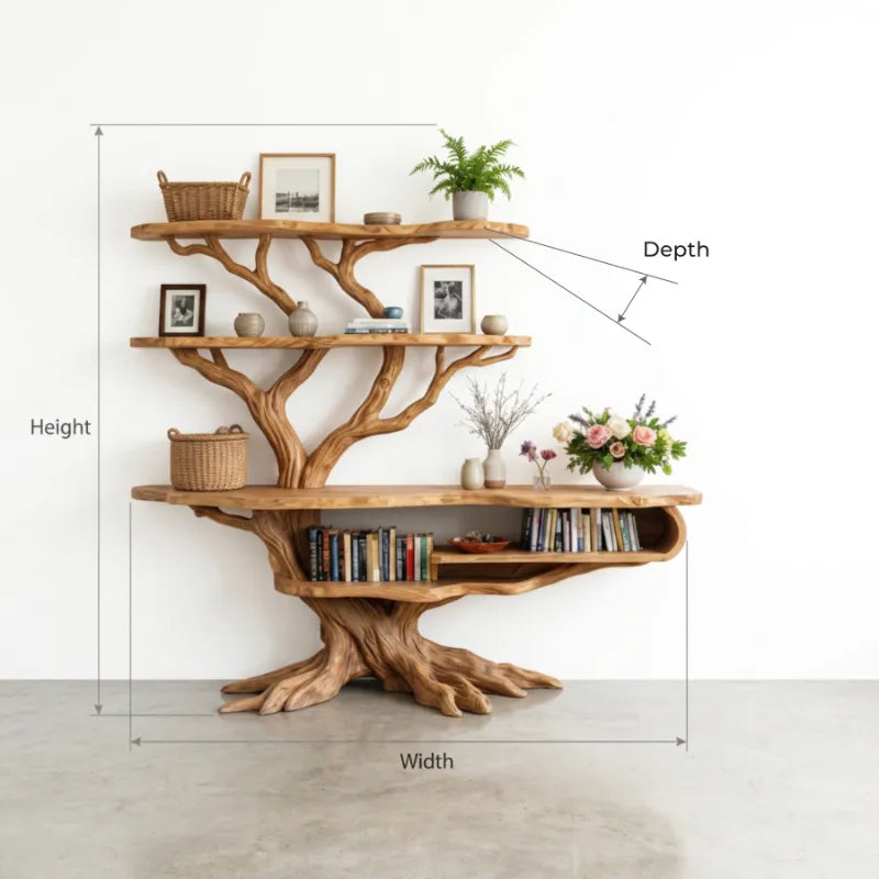 Organic Tree Root Solid Wood Bookcase Sculptural Shelf
