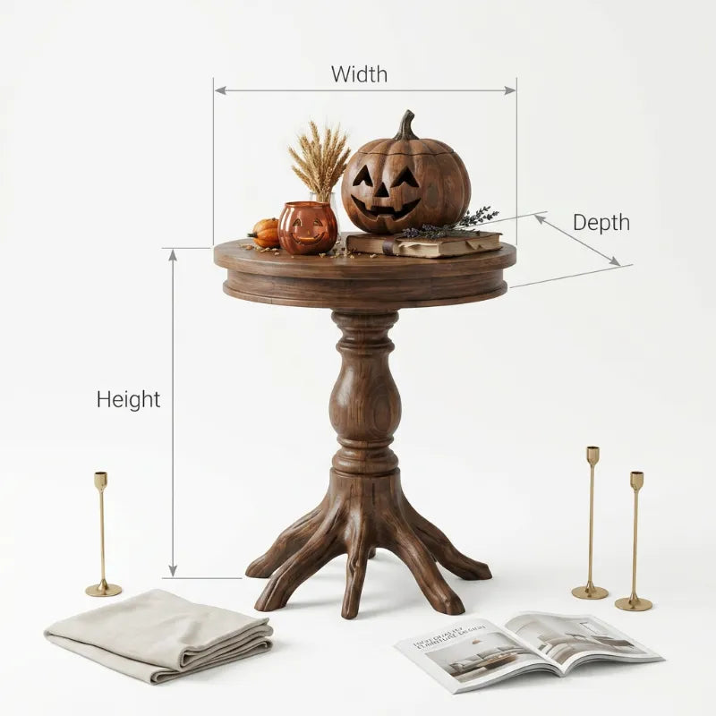 Organic Tree Root Solid Wood Round Halloween End Table