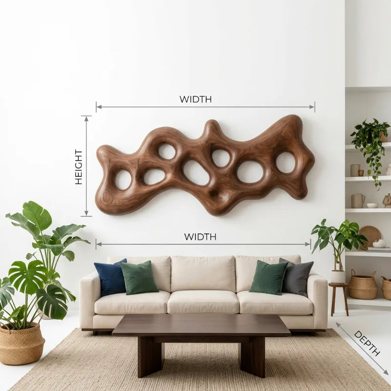 Organic Wall Art Sculpture With Carved Design For Living Room