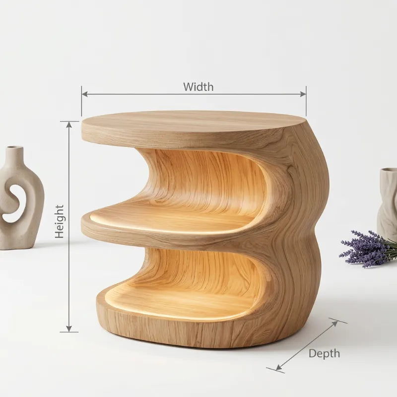 Organic Wave Solid Wood Nightstand