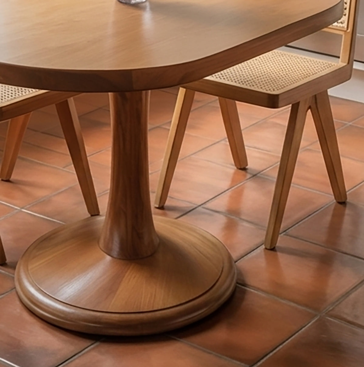 Organic modern dining table handcrafted from solid wood