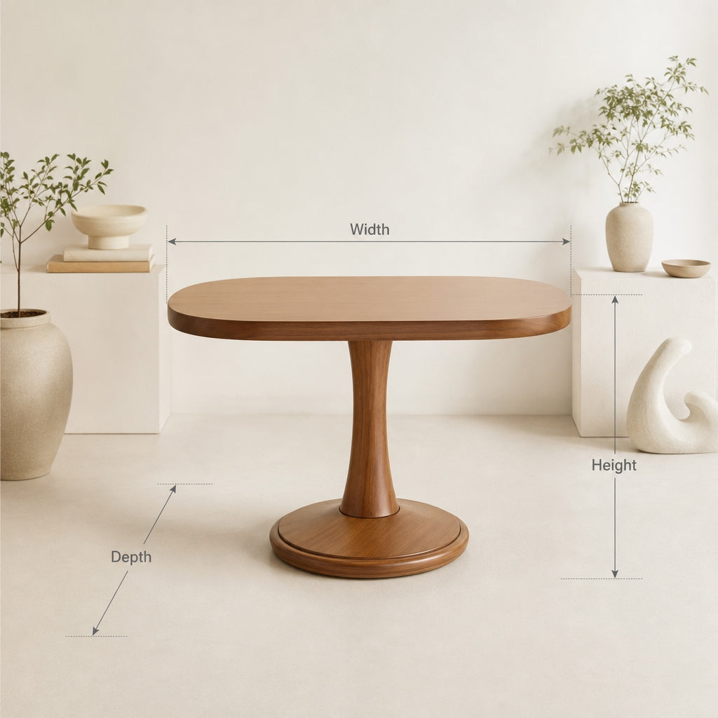 Oval Solid Wood Dining Table with Pedestal Base – Organic Modern Dining