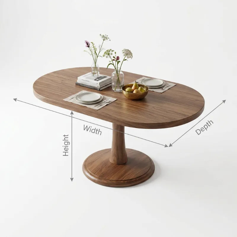 Oval Solid Wood Dining Table with Pedestal Base – Organic Modern Dining