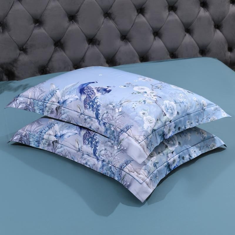 Blue Peacock Duvet Cover Set