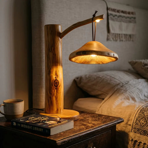 Pendant Arm Mushroom Table Lamp with Gill Glow - Bedside Lamp