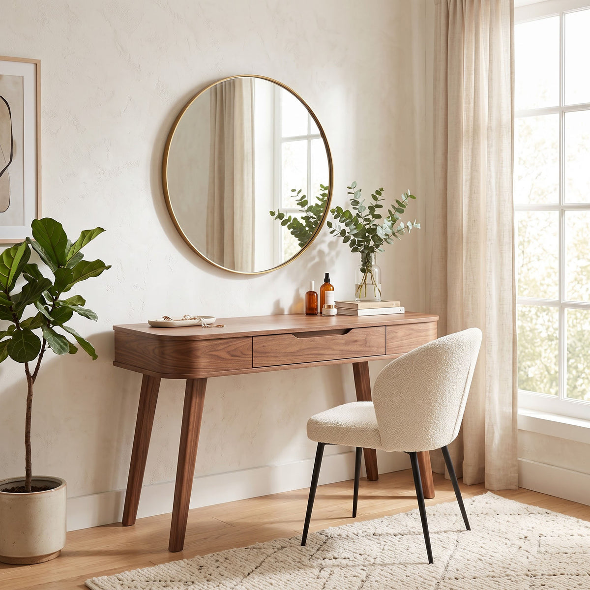 Organic solid wood vanity enhancing a contemporary interior