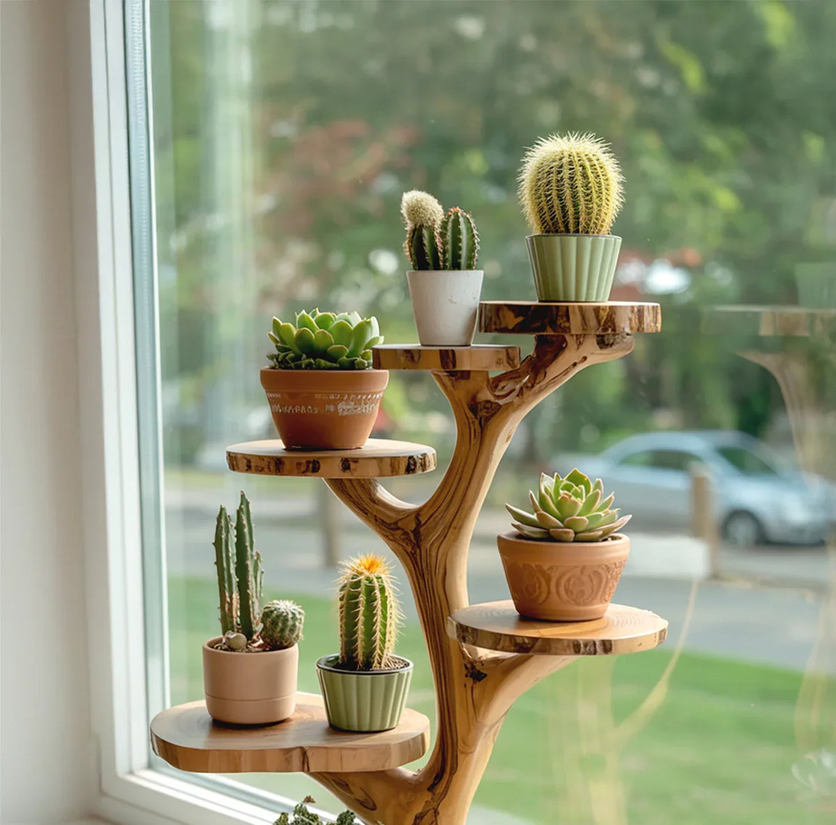 wooden stand pot plant Handmade Wood Tree Stand