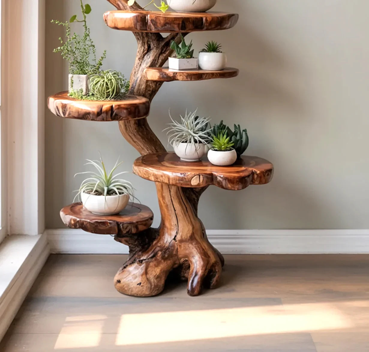 アンティーク雑貨 Tree Stand Rustic Tree Plant Stand Botanical Living Room