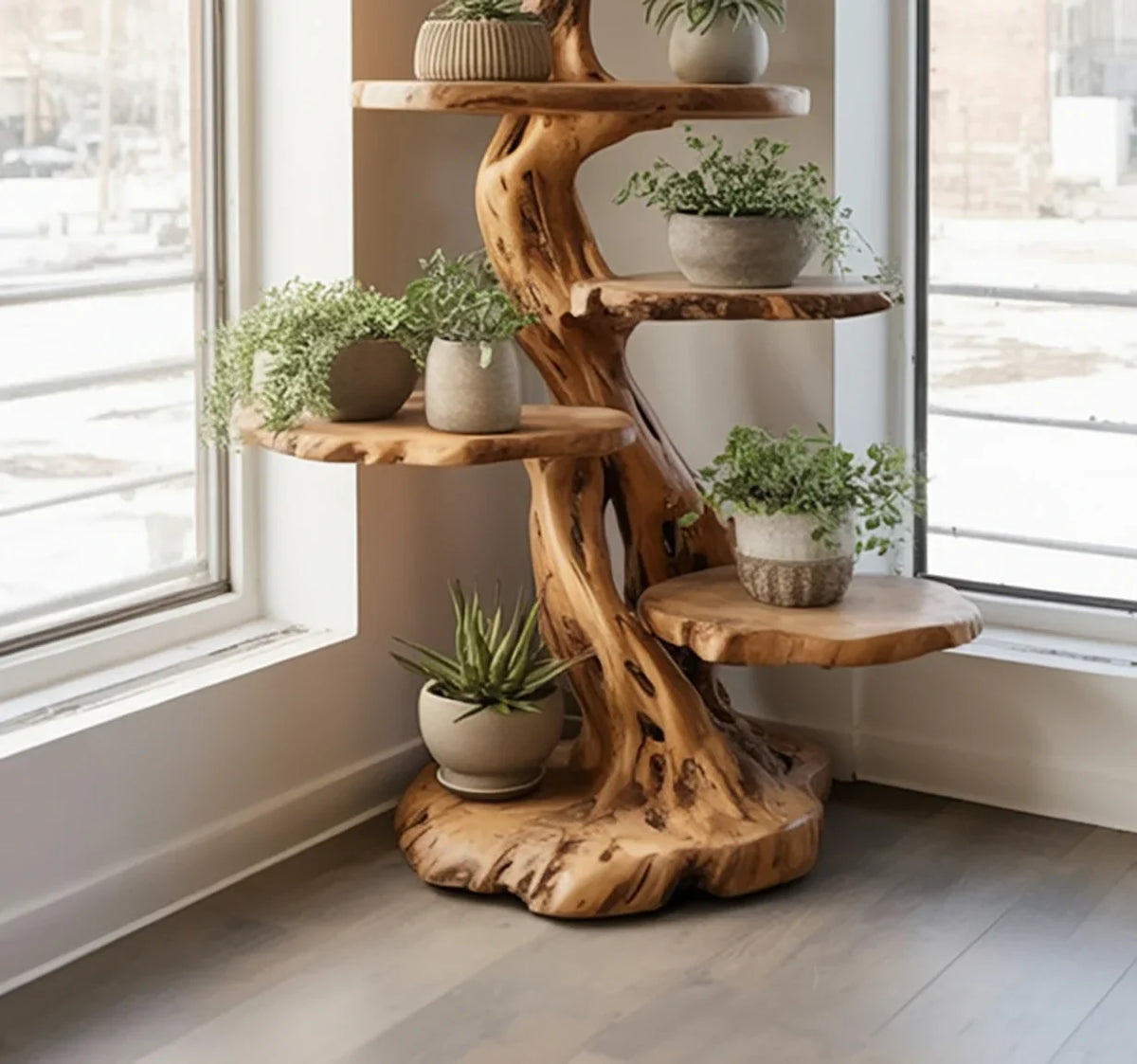 retro plant stands indoor Midcentury Wooden Tree Plant Stand Home Interior