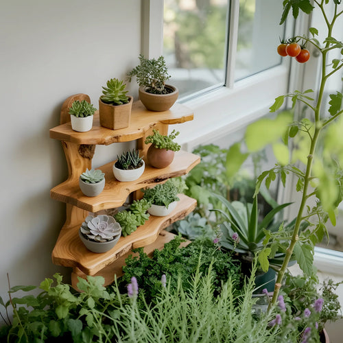 Rustic Garden Shelf Multi Tier Plant Stand For Succulents And Flowers In Outdoor Spaces