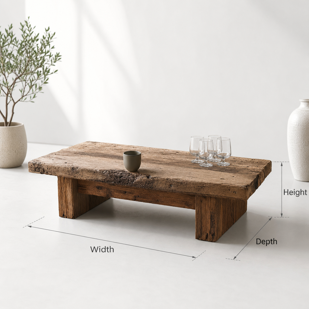 Reclaimed Large Coffee Table – Handmade Live Edge Wood Farmhouse Furniture