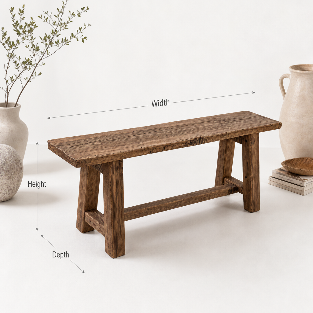 Reclaimed Wood Entryway Bench – Rustic Long Farmhouse Hallway Seating