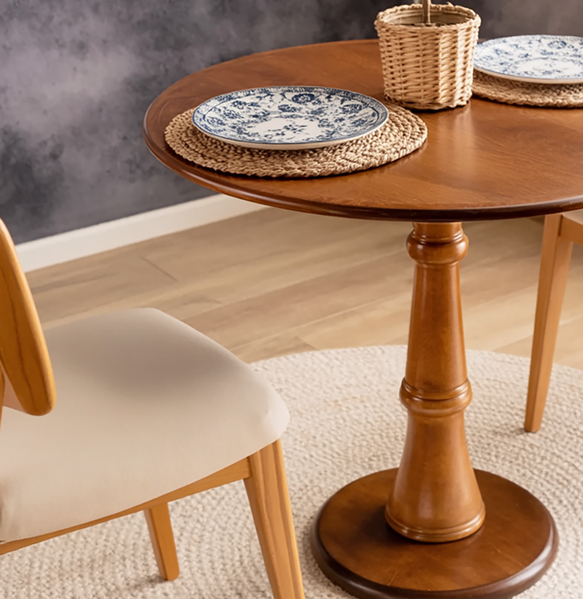 Organic modern dining furniture with natural wood finish