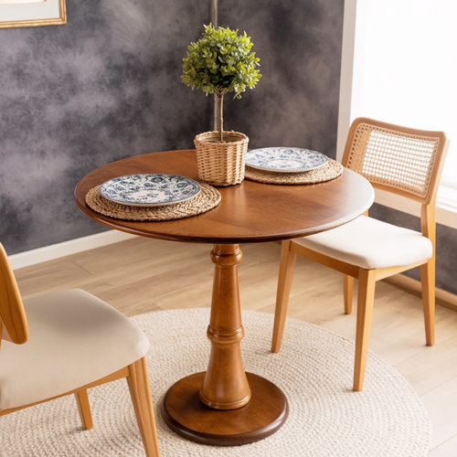 Round Solid Wood Dining Table – Organic Modern Family Dining Furniture